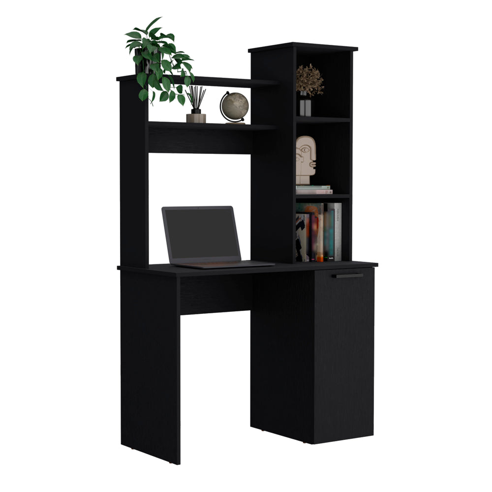 39-Inch Muncy Computer Desk with Single Door – Hutch and Side Tower Storage