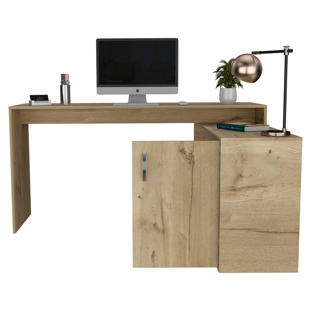 60-Inch Boston L-Shaped Computer Desk with Single Door and 2 Open Shelves – Everyday Desktop Durability