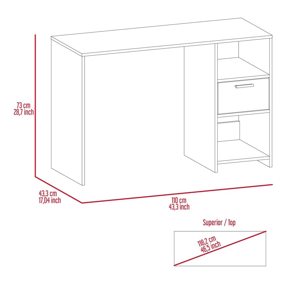 43-Inch Naxos Computer Desk with 1-Drawer – Spacious Work Surface