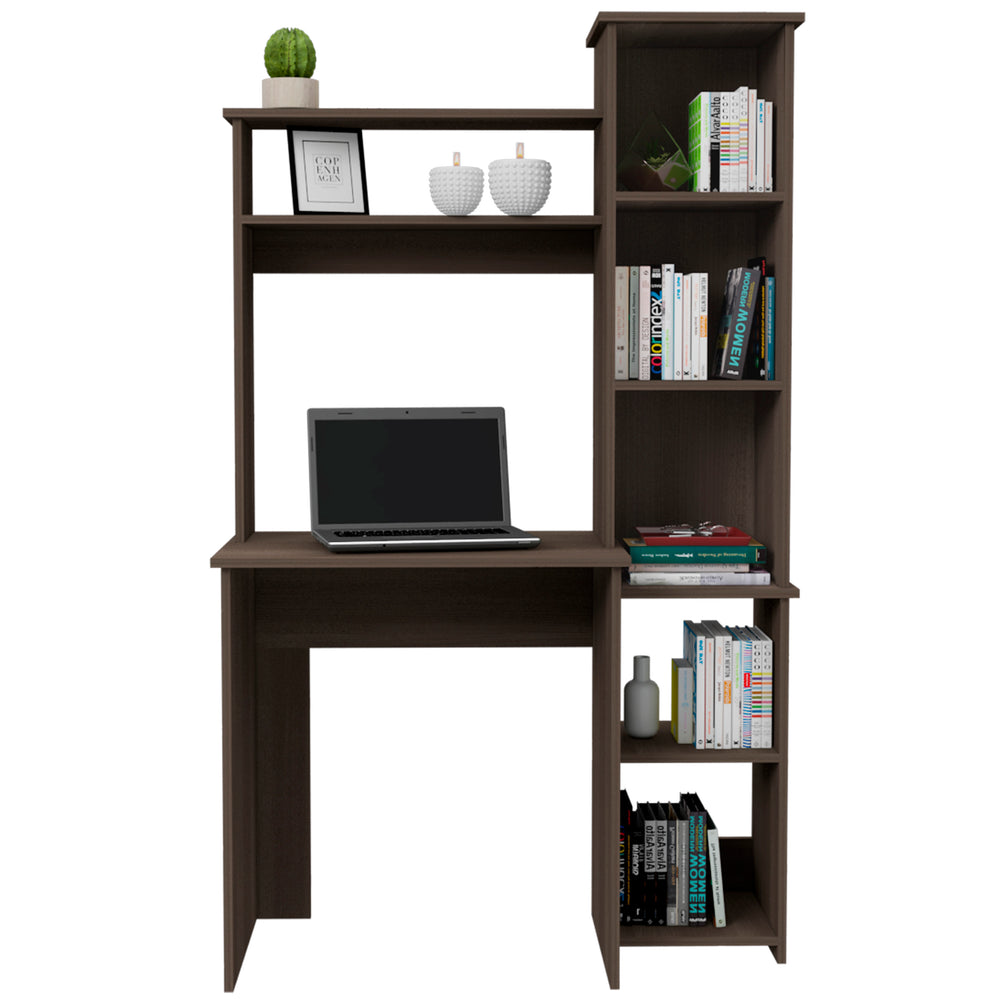 39-Inch Aramis Writing Desk with 5 Open Shelves – A warm light oak finish Finish