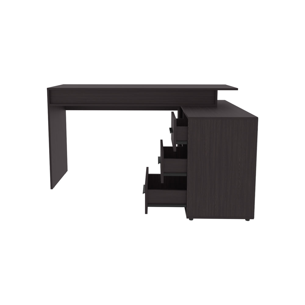 51-Inch Neilton L-Shaped Computer Desk with 3-Drawer and 2 Open Shelves – Storage Drawers Included