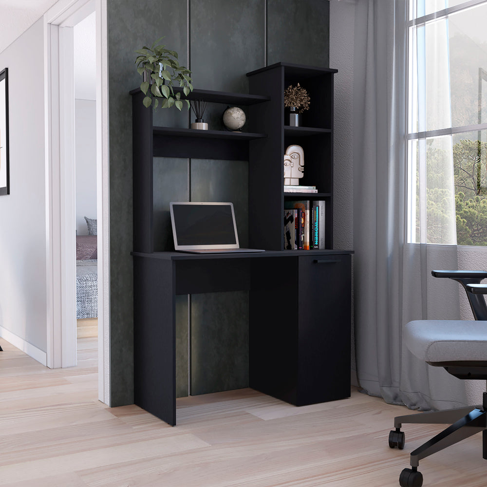 39-Inch Muncy Computer Desk with Single Door – Concealed Cabinet Storage