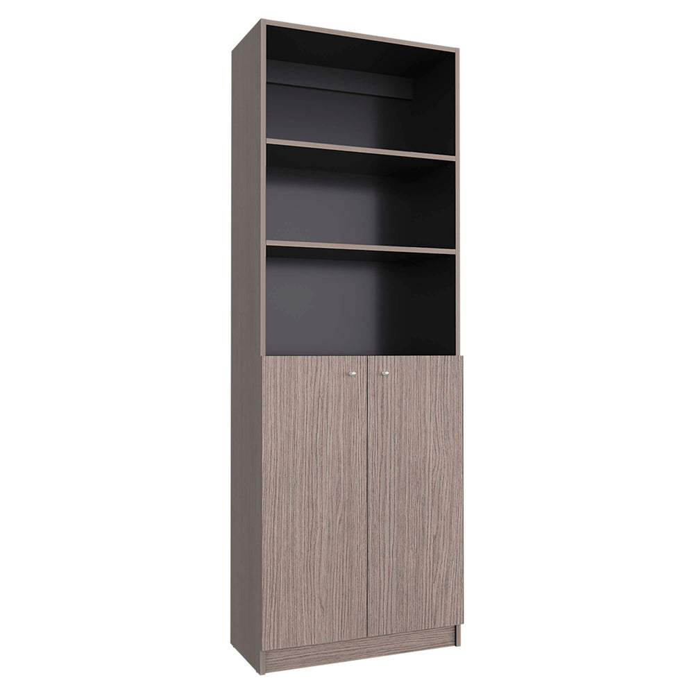 Amherst Door Bookcase, Wood Bookcase with Closed Cabinet Doors and Open Display Shelves – Assembly Required, Indoor Residential Use