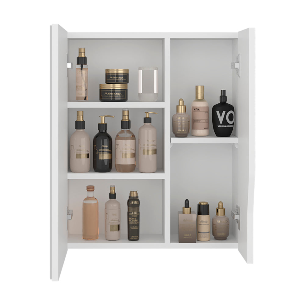 20-Inch Athol Medicine Cabinet with Double Door and 5 Open Shelves – Compact Wall-Hugging Profile