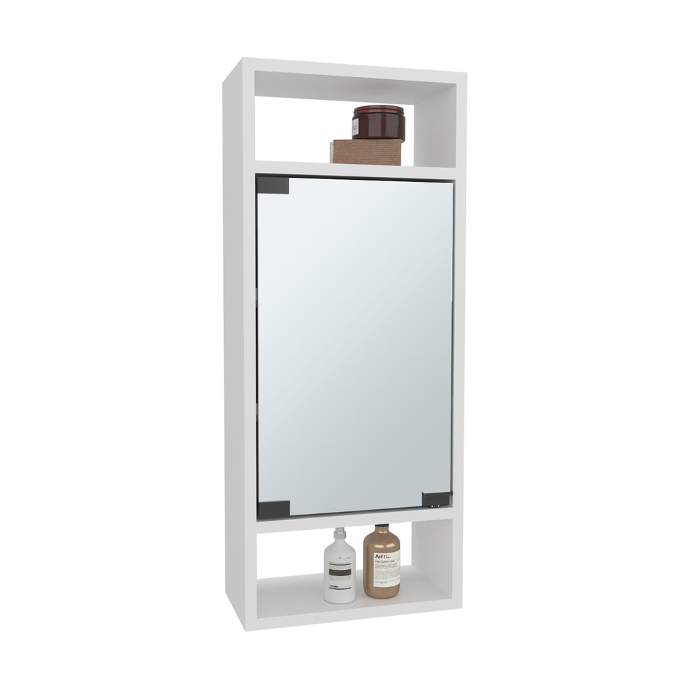 12-Inch Sayre Medicine Cabinet with Single Door and 5 Open Shelves – Durable Construction