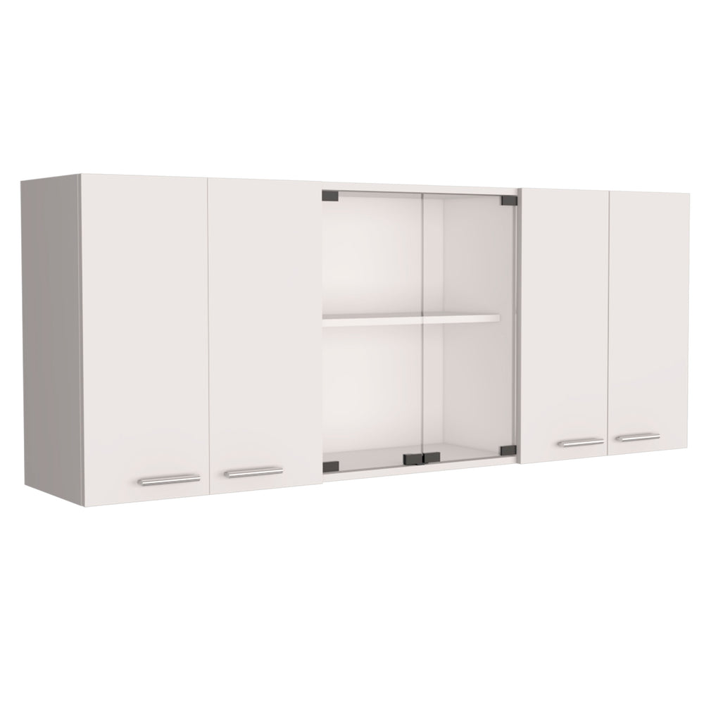 59-Inch Oceana Storage Cabinet with Double Door – Center Glass Display Doors