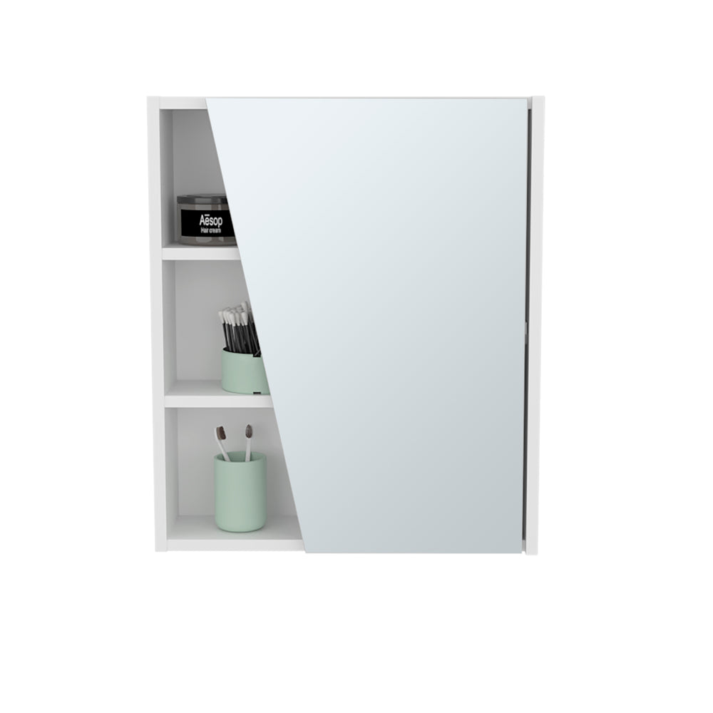 20-Inch Piney Medicine Cabinet with Single Door and 5 Open Shelves – Open Side Shelving