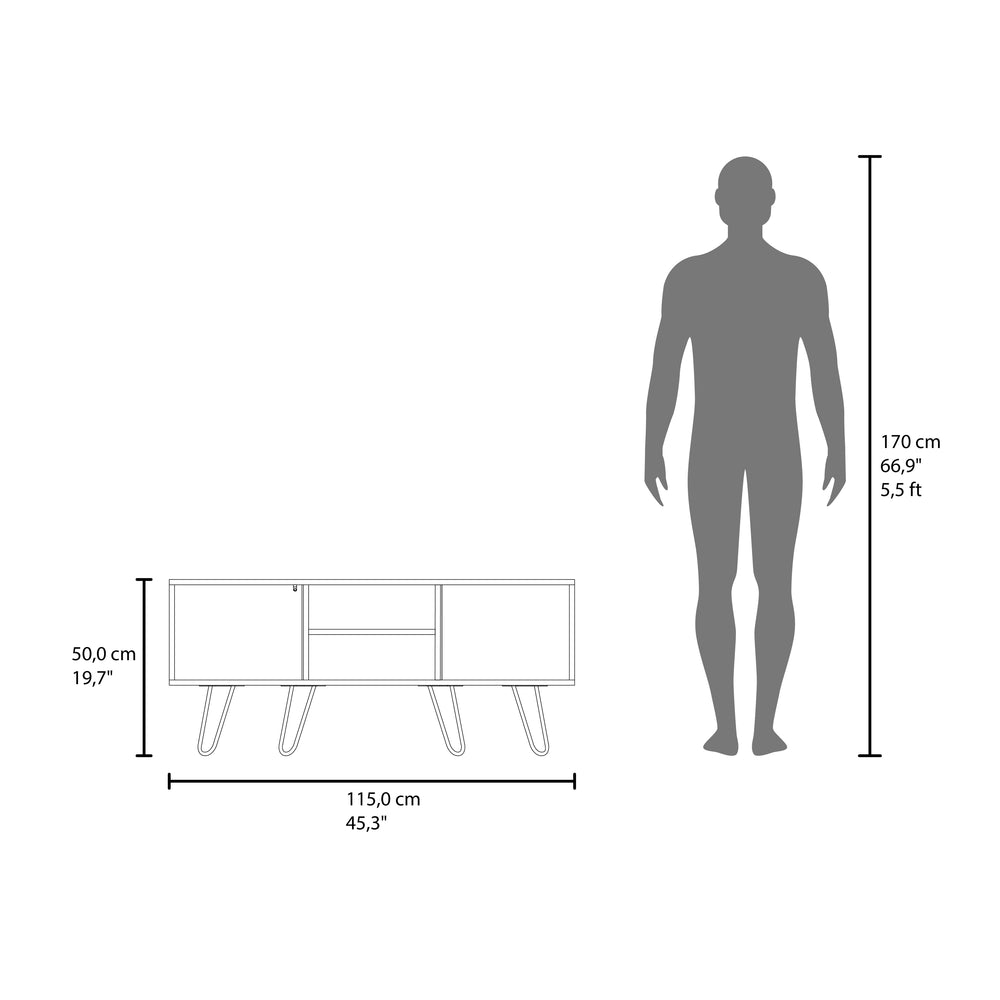 45-Inch Jenks TV Stand with Single Door and 3 Open Shelves – Open Media Shelving
