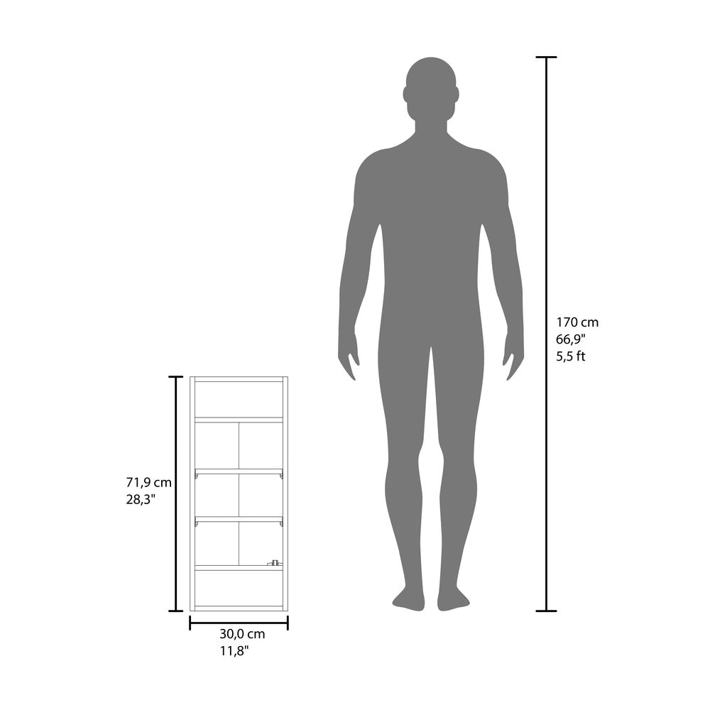 12-Inch Sayre Medicine Cabinet with Single Door and 5 Open Shelves – Narrow Wall-Mount Footprint