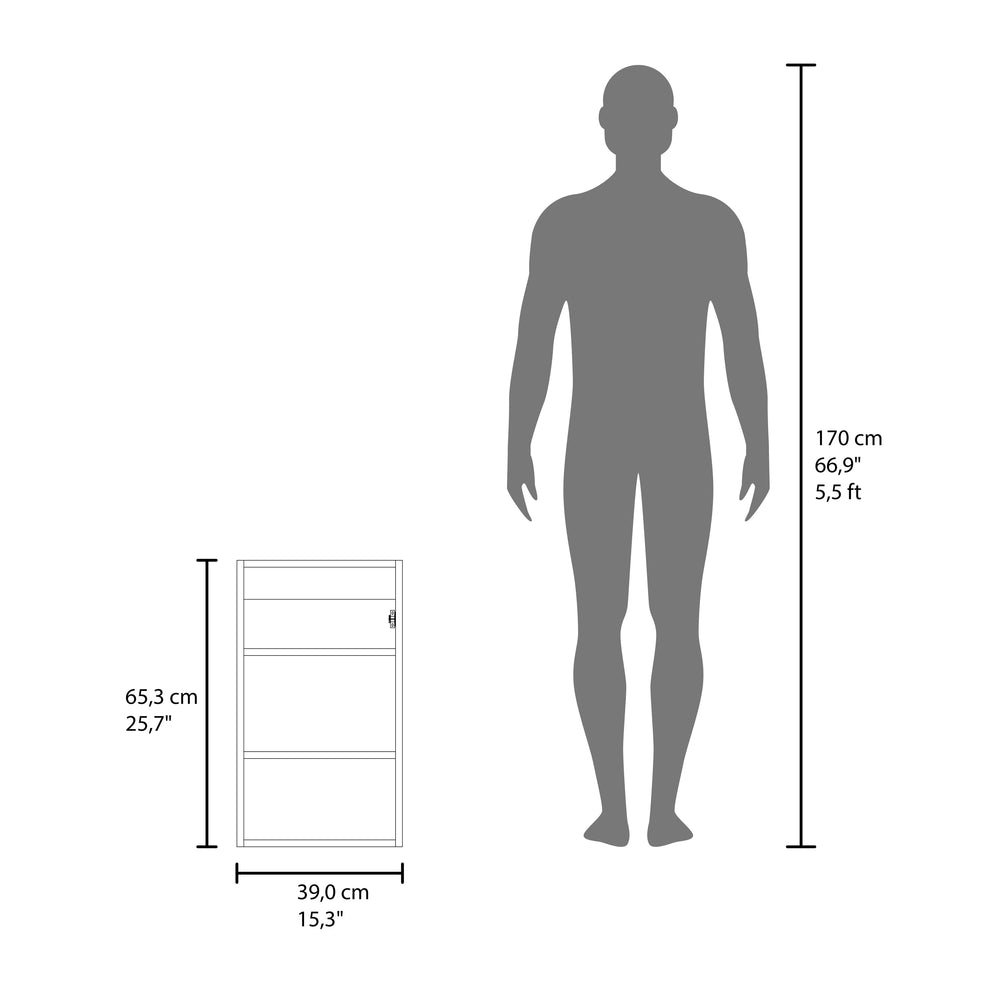 15-Inch Kiana Medicine Cabinet with Single Door and 3 Open Shelves – Space-Saving Black Wengue Finish