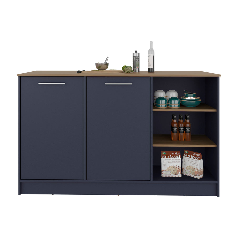 59-Inch Gambell Kitchen Island with Double Door and 7 Open Shelves – Confirmed Load Rating