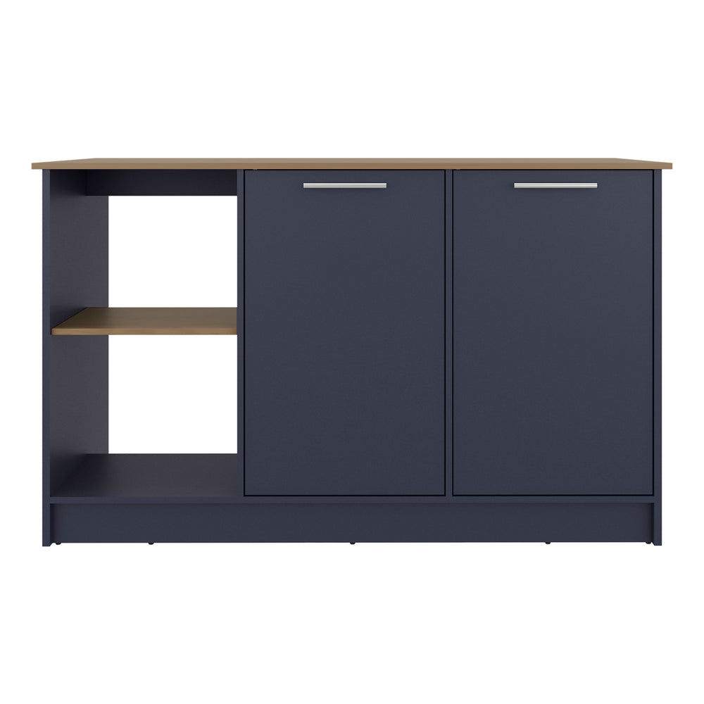 59-Inch Alana Kitchen Island with Double Door and 6 Open Shelves – Open Shelving Display