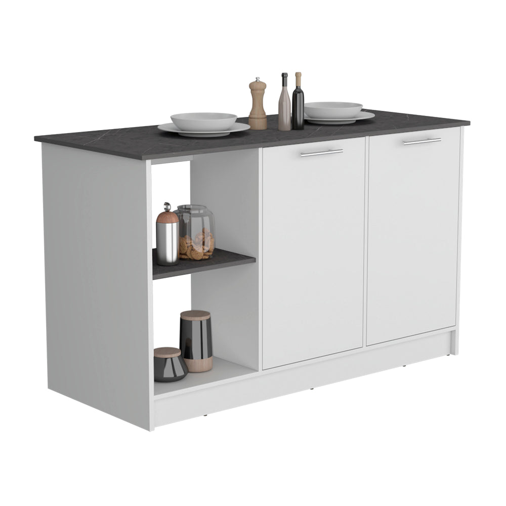 59-Inch Coral Kitchen Island with Double Door – Cabinet Door Storage