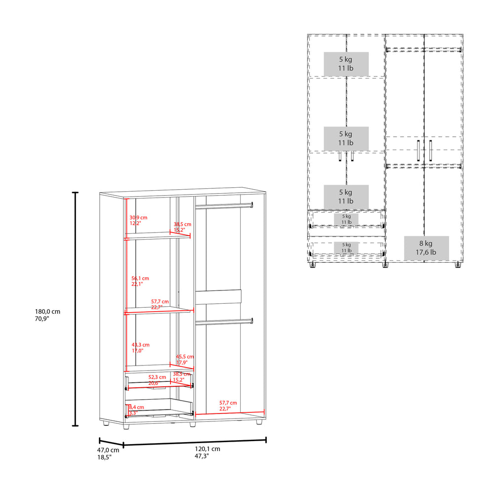 47-Inch Rye Armoire with 2-Drawer and 3 Open Shelves – Indoor Use And Assembly Required