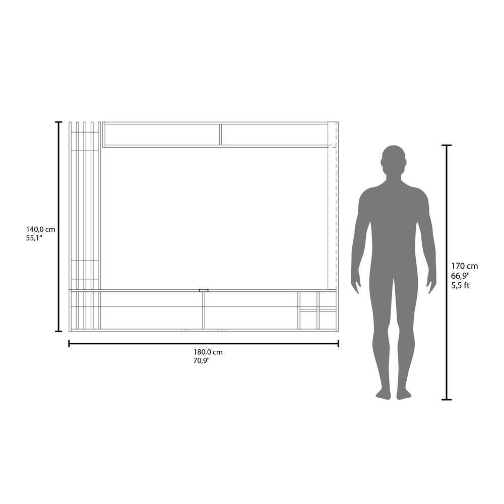 71-Inch Alto Entertainment Center with 8 Open Shelves – Tiered Open Shelving