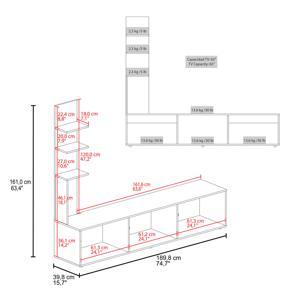 75-Inch Shallotte TV Stand – Tall Side Display Tower