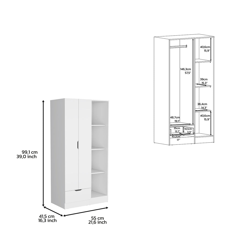 22-Inch Toccoa Armoire with 1-Drawer – Interior Storage Shelves