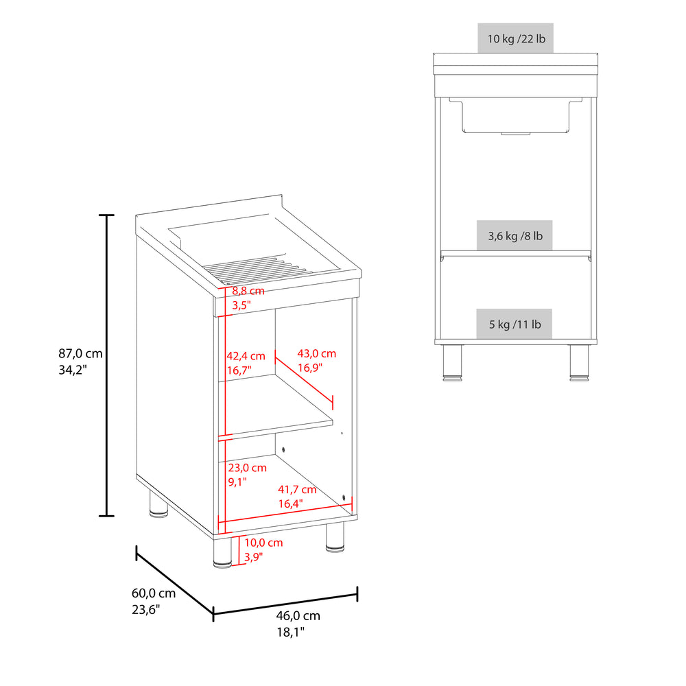 24-Inch Mylo Freestanding Utility Sink Cabinet with Single Door and 2 Open Shelves – Concealed Cabinet Door