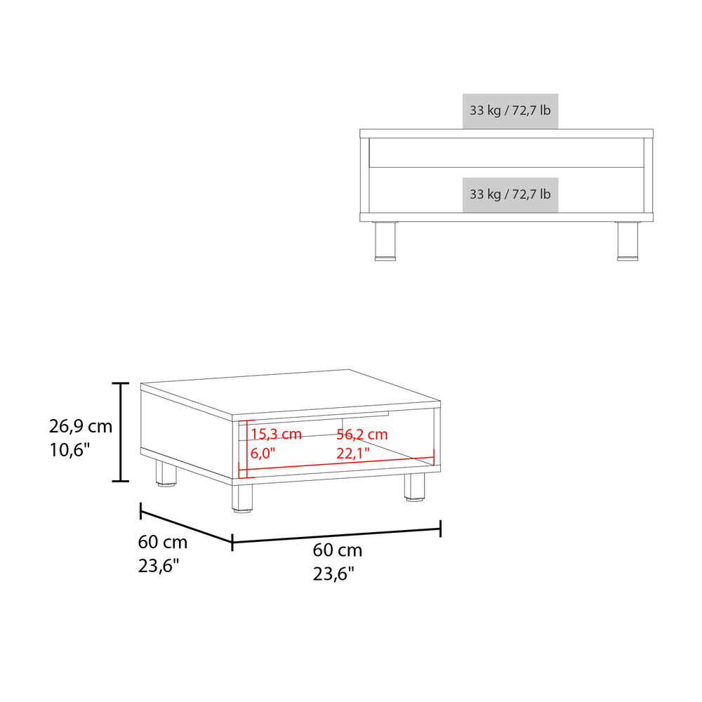 24-Inch Chiniak Coffee Table – Open Lower Shelf