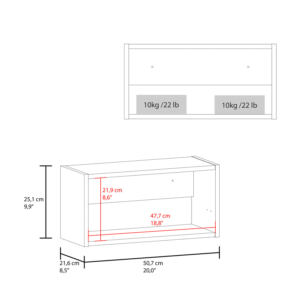 20-Inch Caroleen Wall Cabinet with Single Door – Wall-Mounted Design