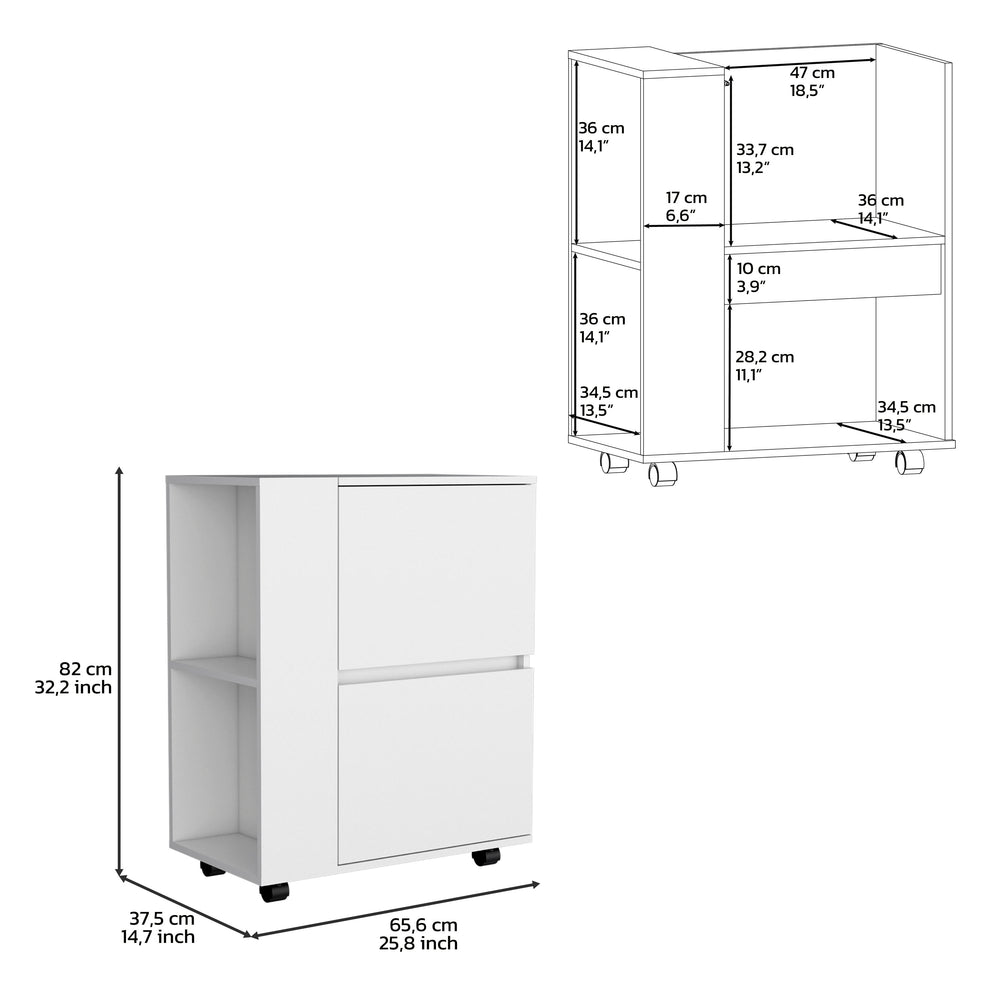 26-Inch Tully Bar Cart with 2 Open Shelves – Durable Construction