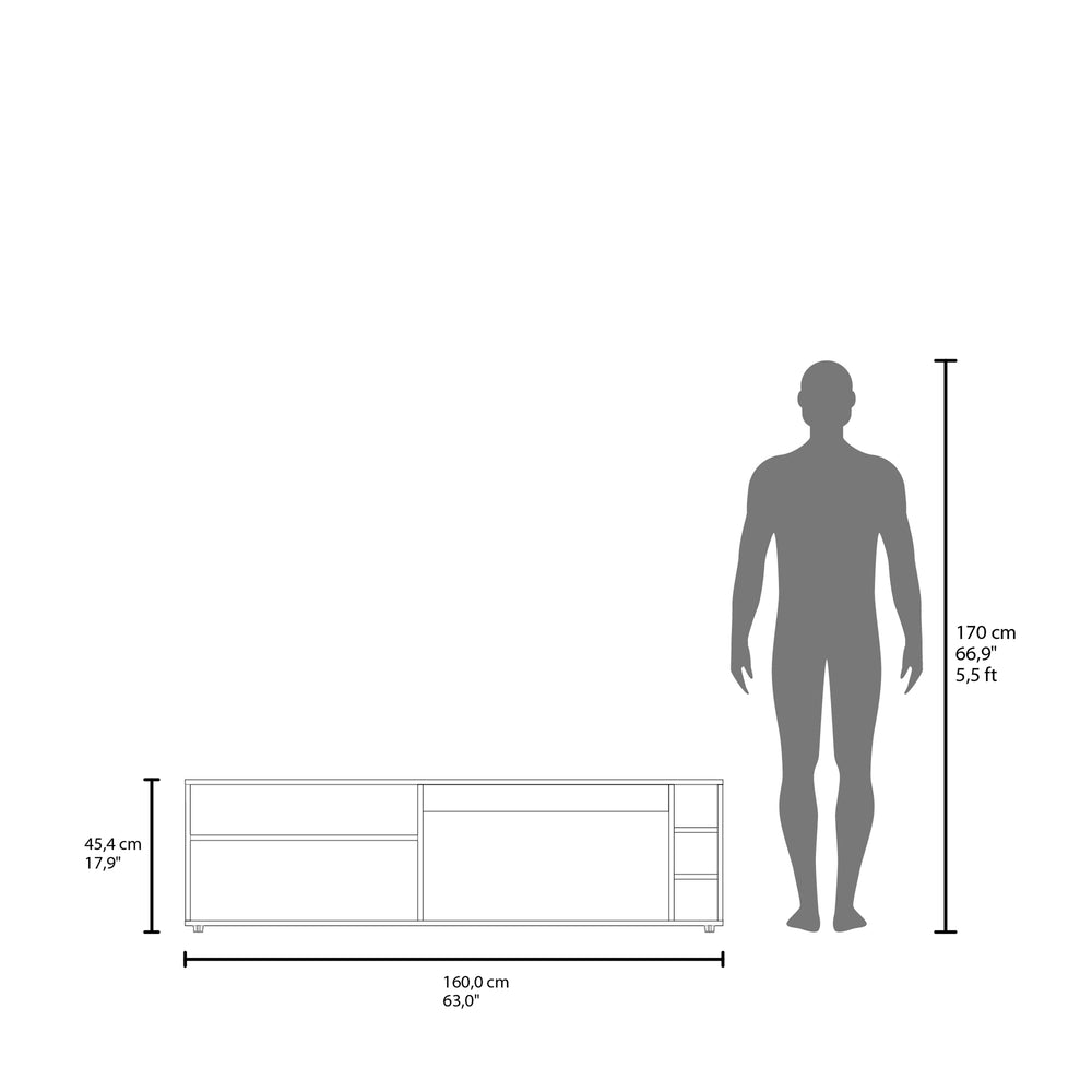 63-Inch Weir TV Stand with 6 Open Shelves – Fully Open Frame
