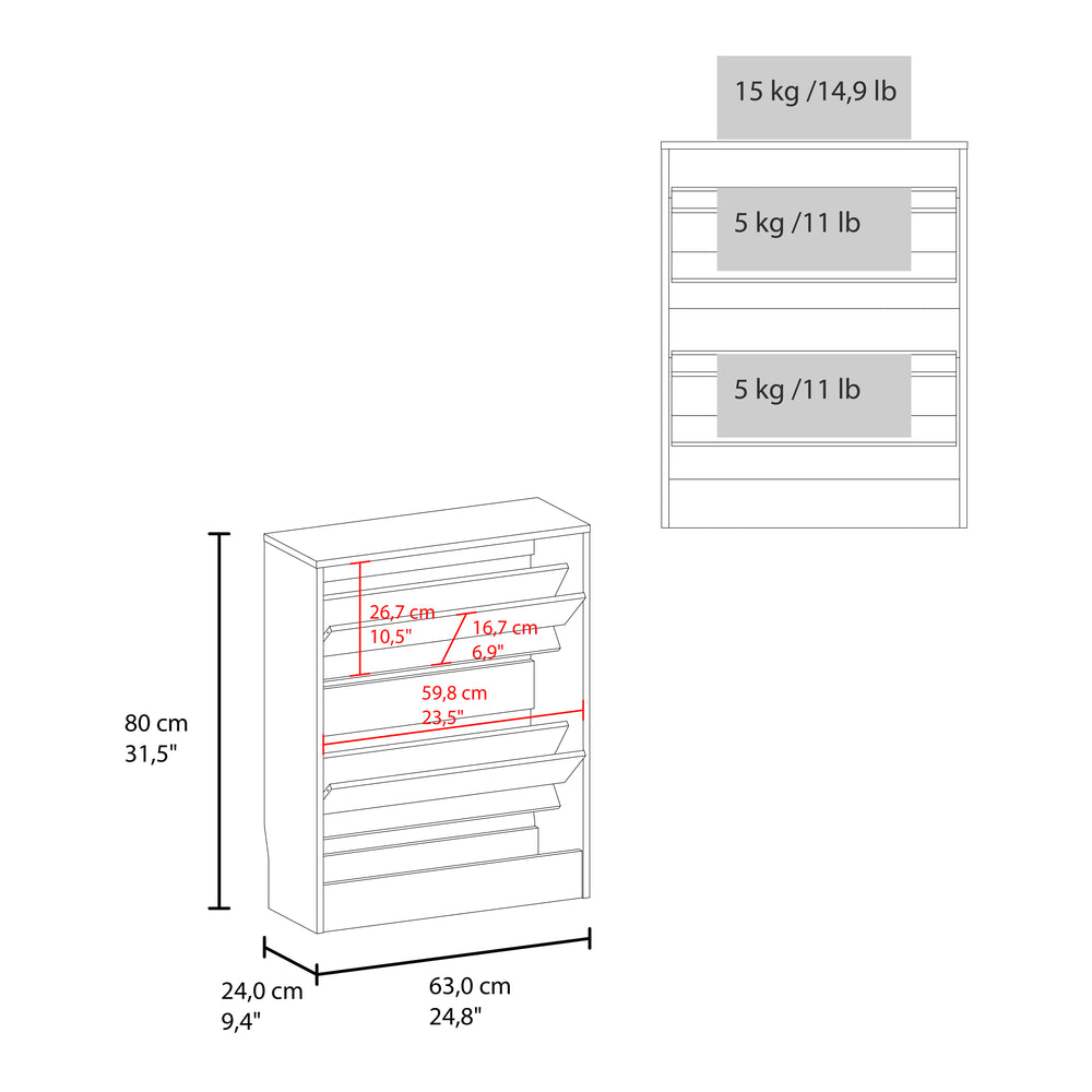 25-Inch Entiat Shoe Storage Cabinet with Double Door – Sturdy Weight Rating