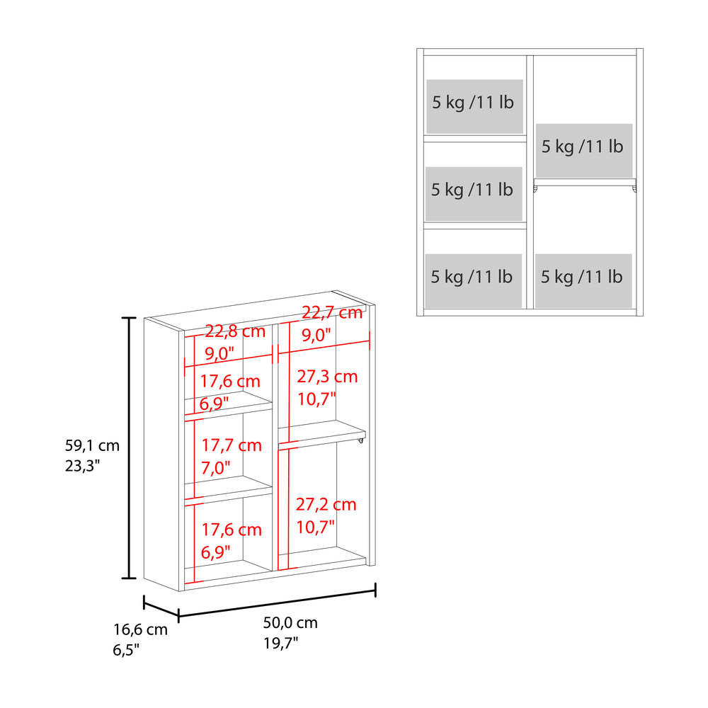 20-Inch Piney Medicine Cabinet with Single Door and 5 Open Shelves – Slim Wall-Mount Footprint