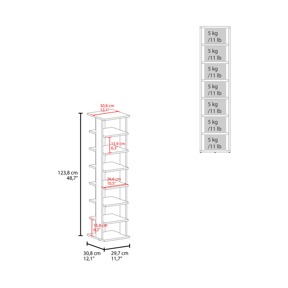 12-Inch Glacier Shoe Storage Cabinet with 7 Open Shelves – Tiered Open Shelving