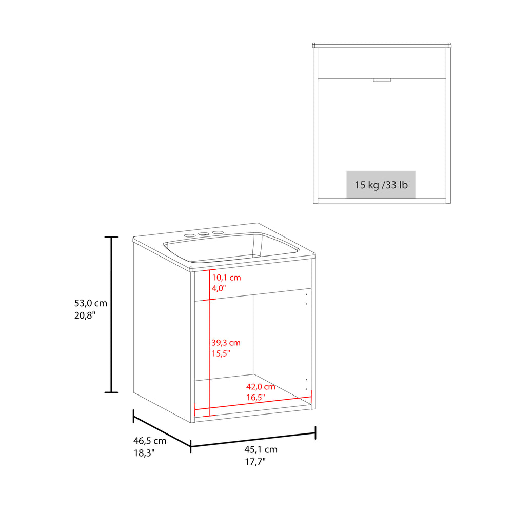 18-Inch Rayle Bathroom Vanity with Sink with Double Door – Compact Bathroom Storage