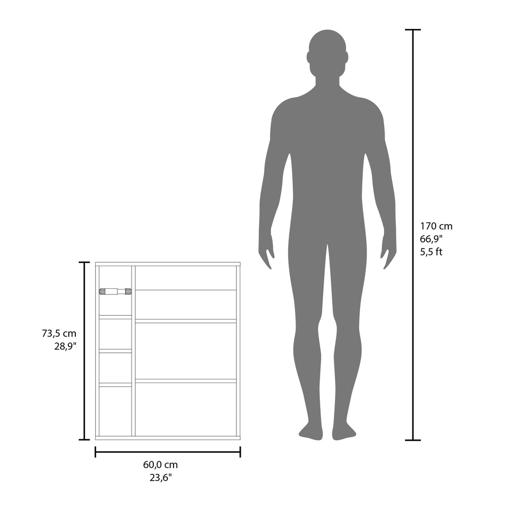 24-Inch Clayton Medicine Cabinet with Single Door and 7 Open Shelves – Indoor Use And Assembly Required