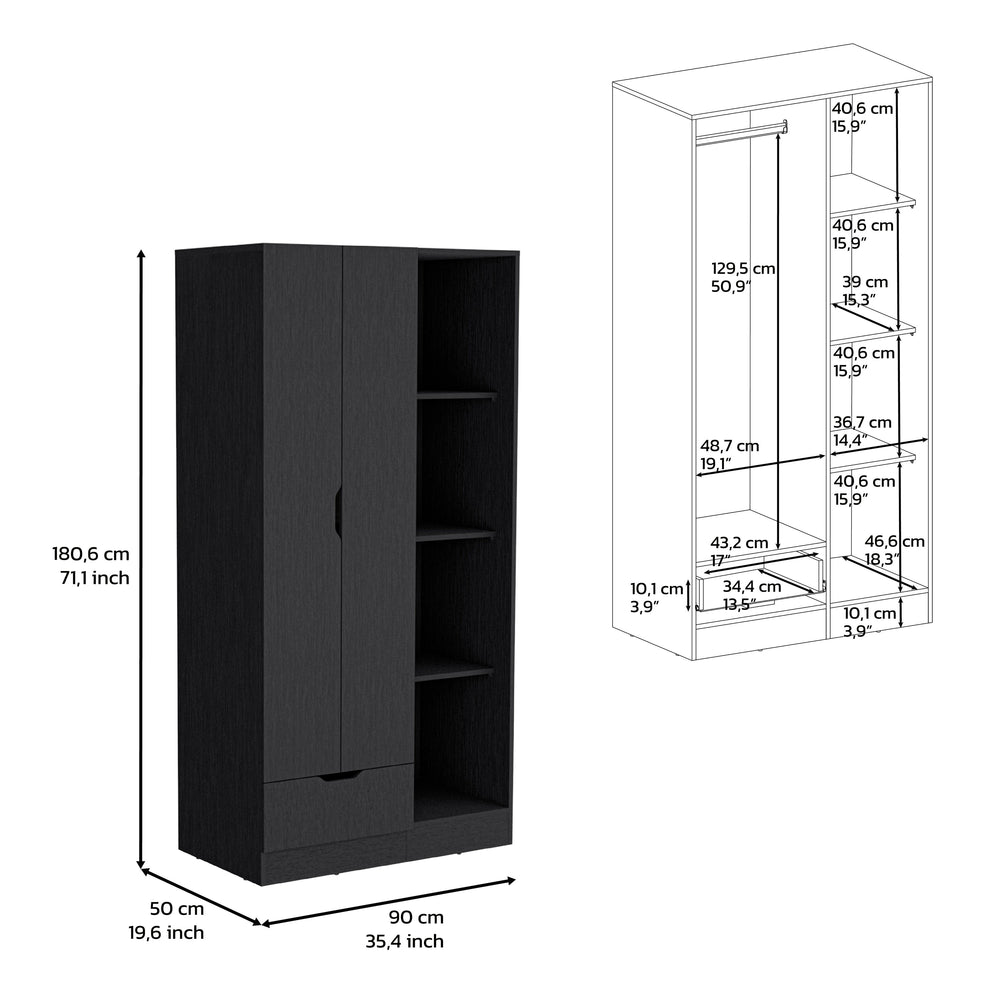 22-Inch Toccoa Armoire with 1-Drawer – Interior Storage Shelves