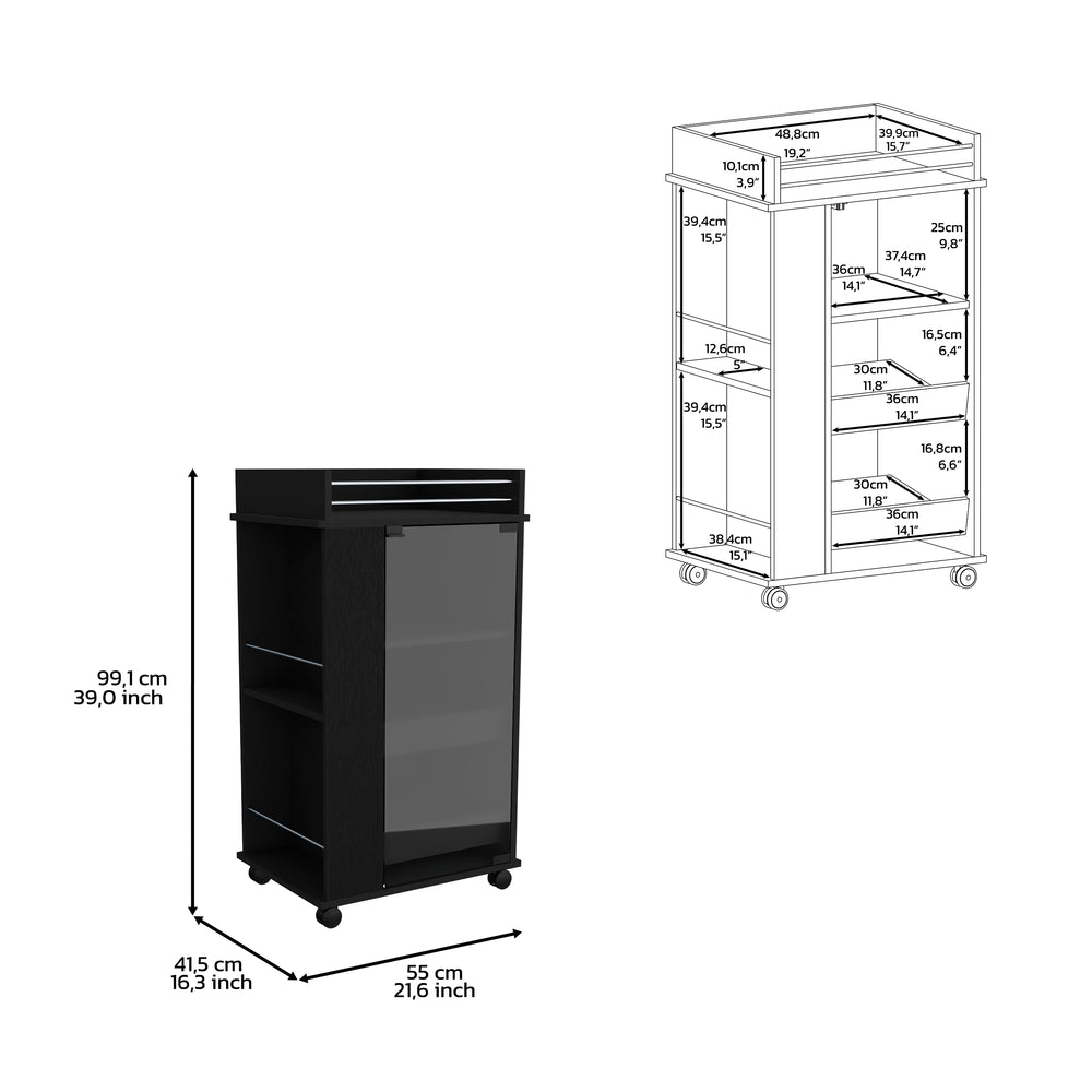 22-Inch Lansing Bar Cart with Casters – Versatile Serving Surface