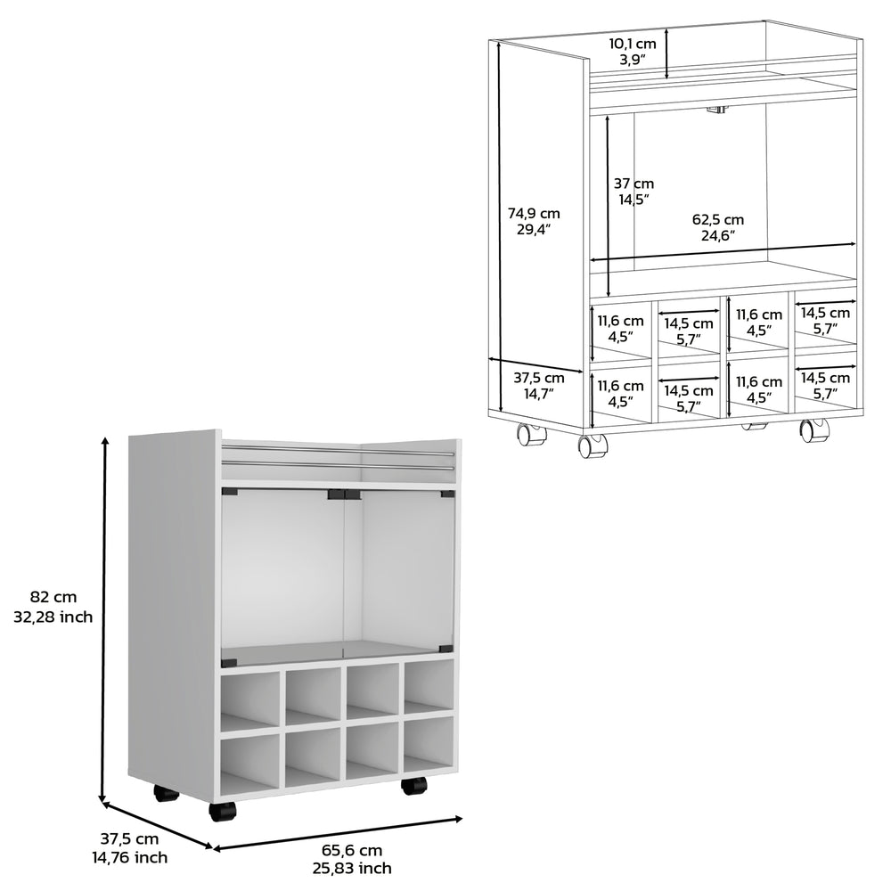 26-Inch Queens Bar Cart – Built-In Wine Rack