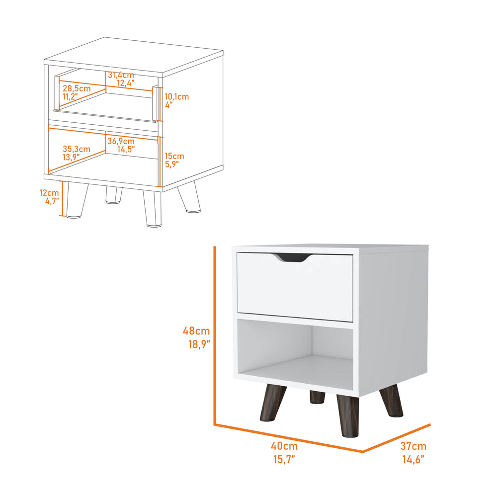 16-Inch Cliff Modern Nightstand – Smooth-Gliding Drawer