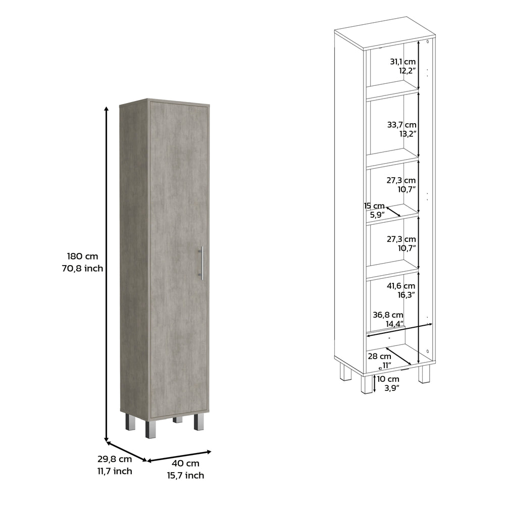 16-Inch Dryden Tall Narrow Storage Cabinet – Enclosed Cabinet Door
