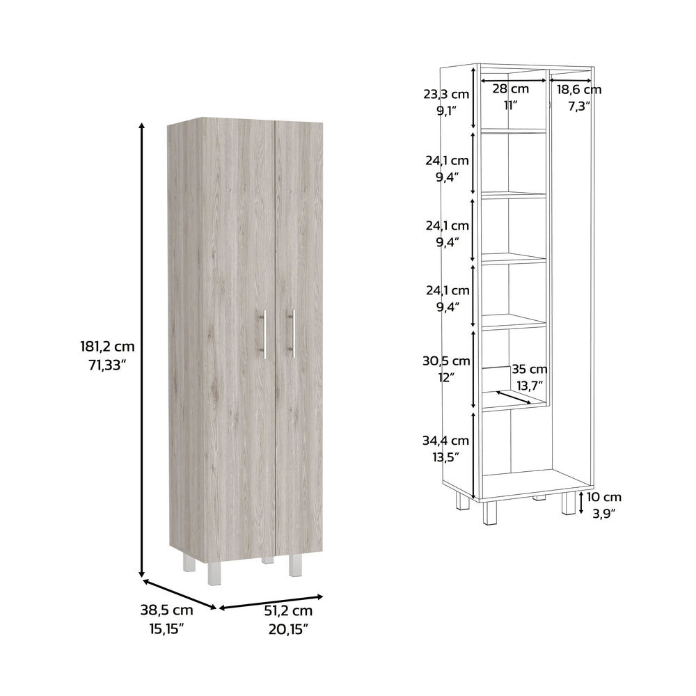 Bacoa Cleaning Storage Cabinet with 5 Open Shelves – Pair of Cabinet Doors