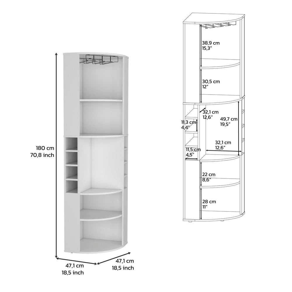 Agra Corner Bar Cabinet with 5 Open Shelves – Curved Corner Design