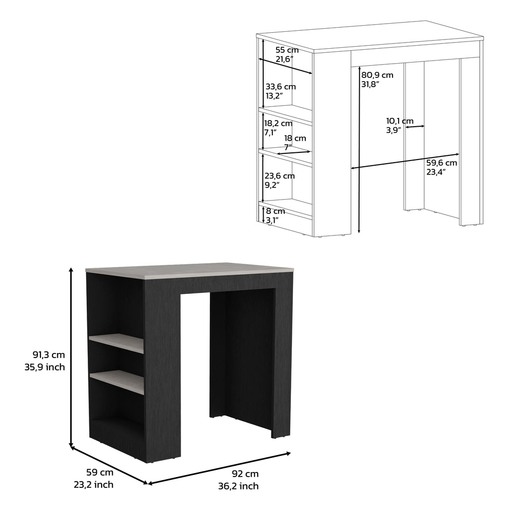 36-Inch Lacour Bar Table – Open Storage Shelving