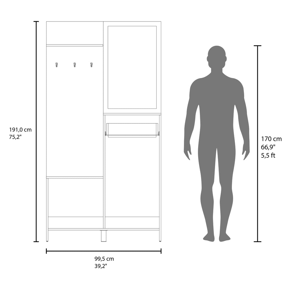 39-Inch Olpe Hall Tree Furniture with Mirror and 1-Drawer – Sturdy Entryway Build