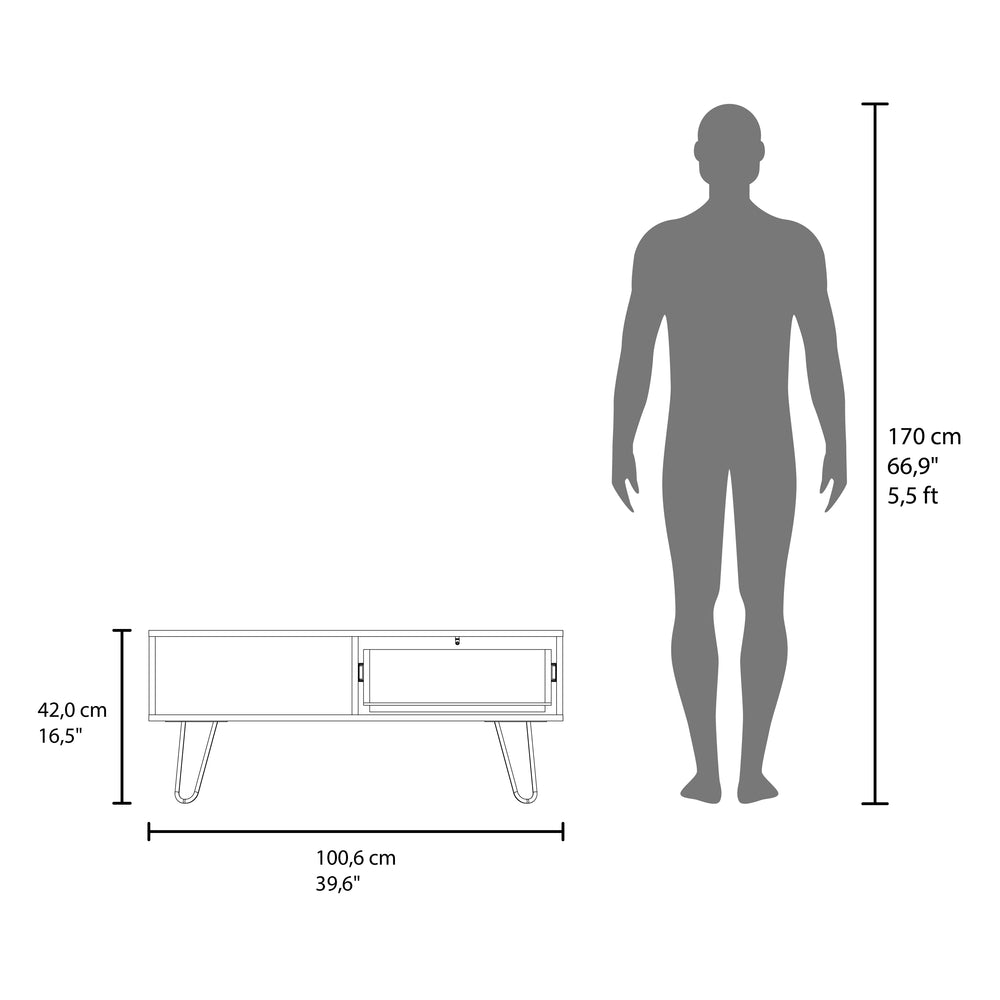 40-Inch Ranlo Coffee Table with 1-Drawer – Two-Tone Design