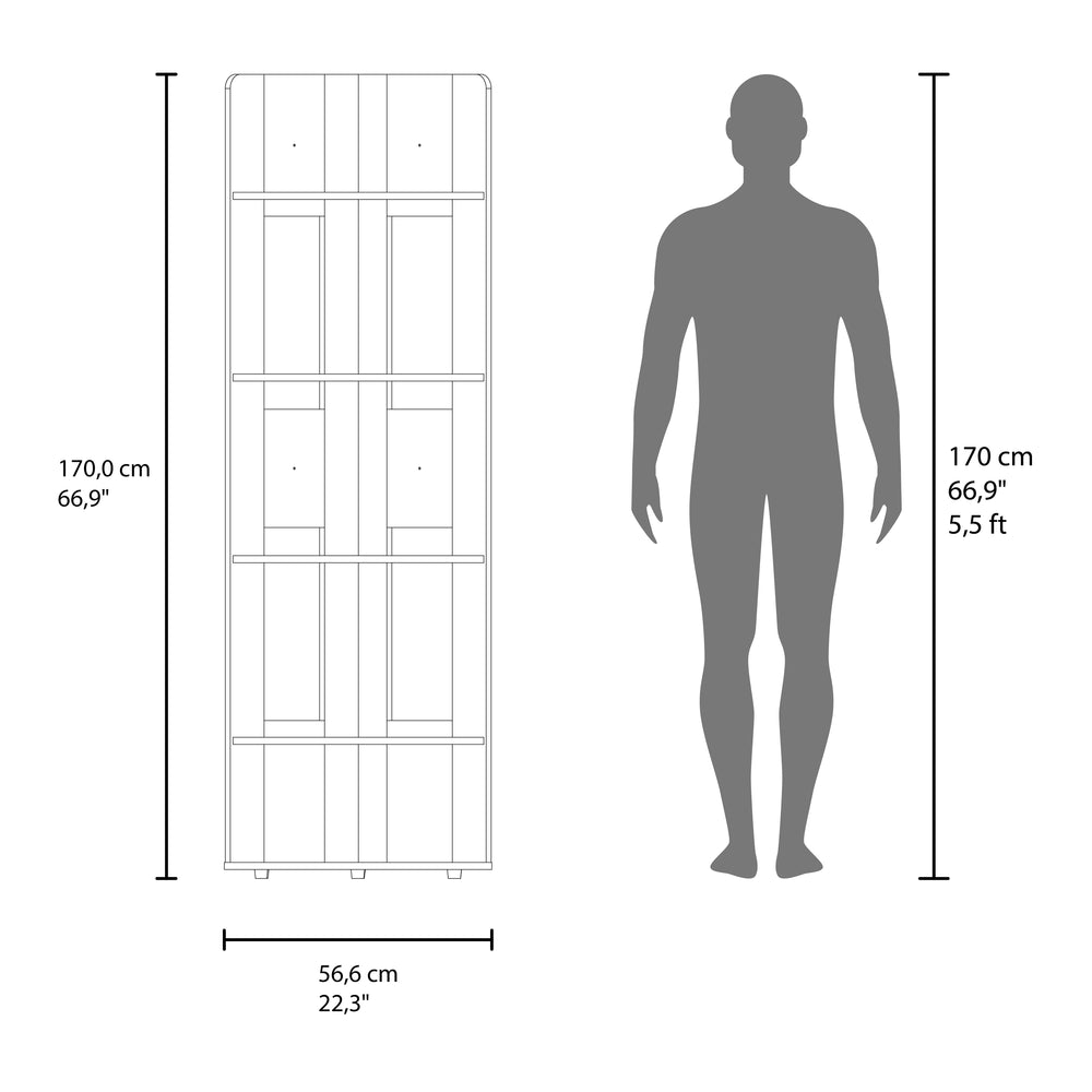 67"- Inch Hays Corner Bookcase with Five Open Shelves – Assembly Required, Indoor Residential Use