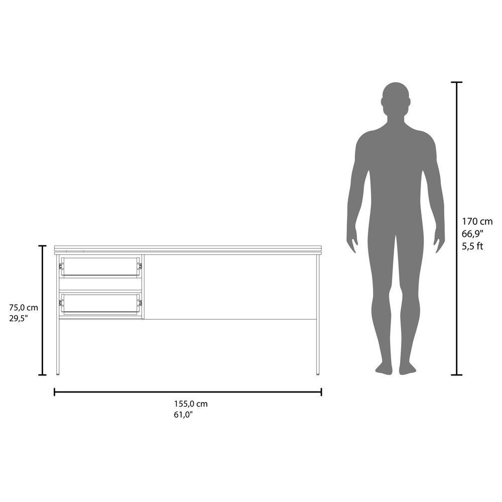 29-Inch Tetlin Home Office Desk with 2 Drawers – Modern Computer Desk with Side Drawer Unit & Large Work Surface – Clean Uncluttered Design