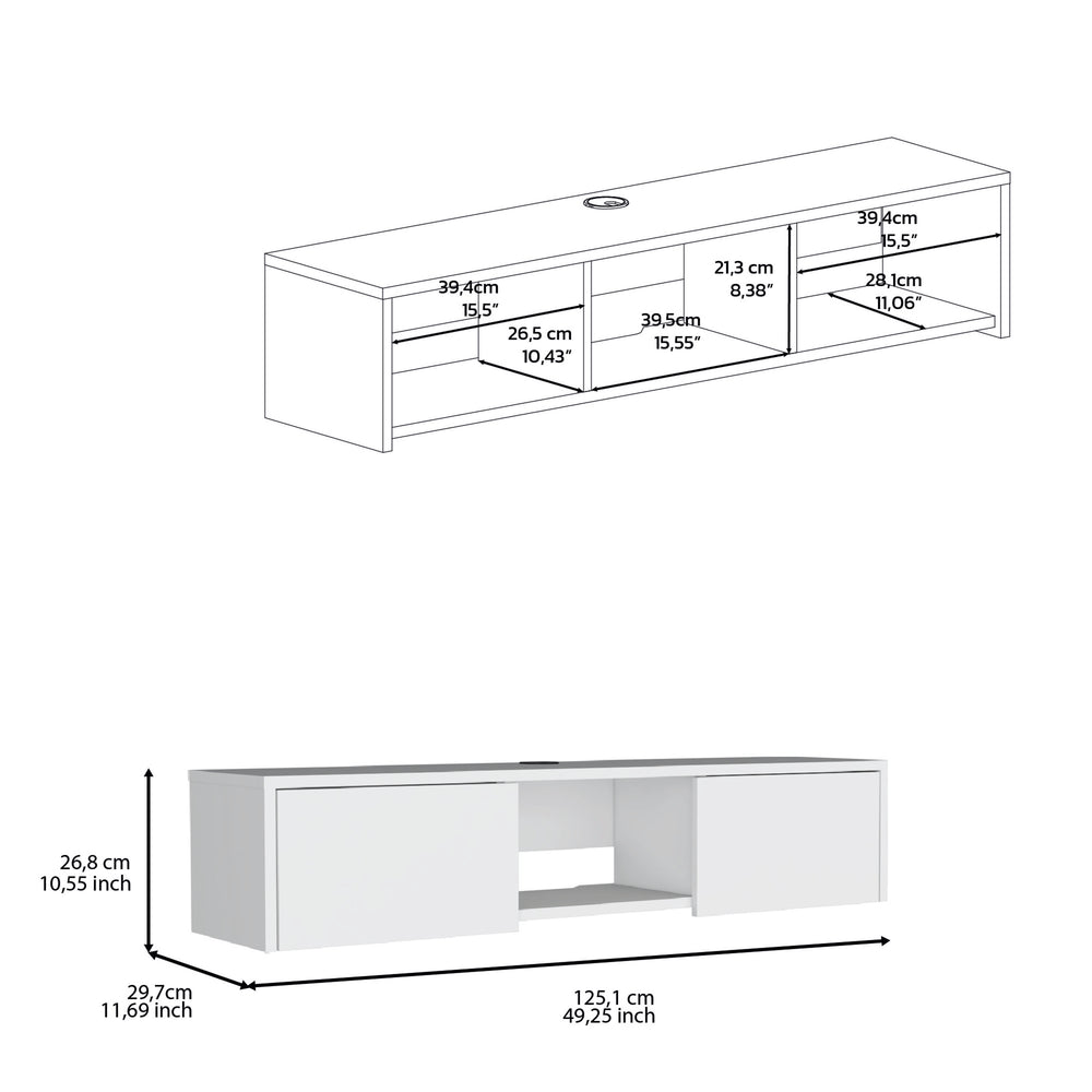 49-Inch Adel TV Stand with Wall-Mounted – Wall-Mounted Floor-Saving Design