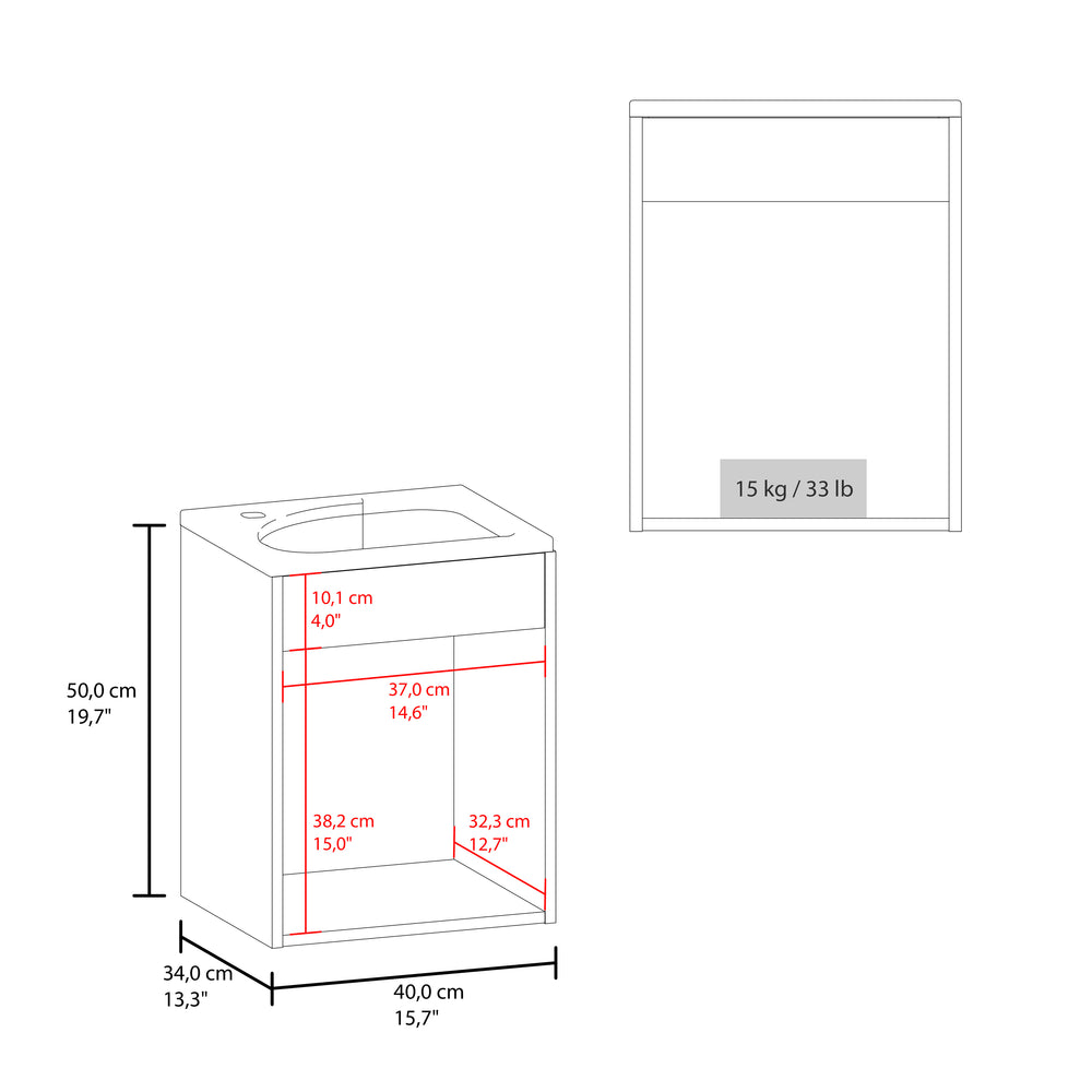 16-Inch Bothell Bathroom Vanity with Sink with Single Door – Hinged Cabinet Door