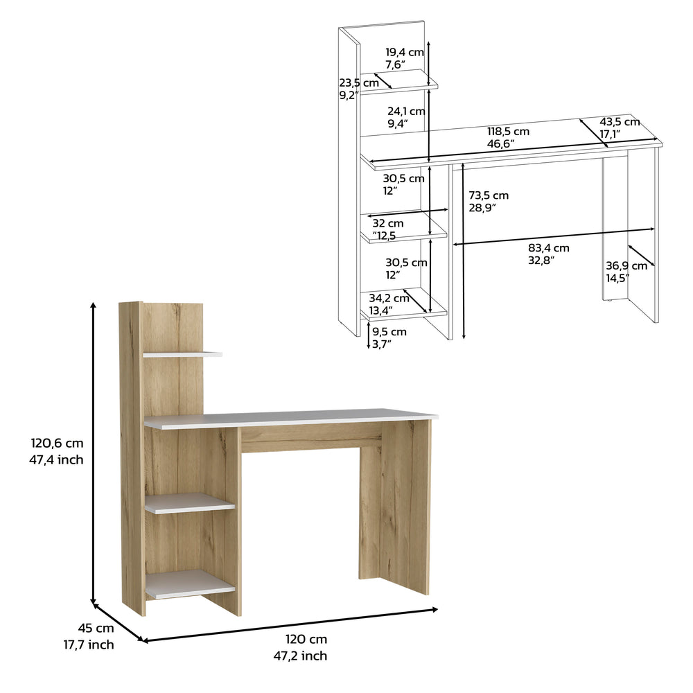 47-Inch Toronto Writing Desk with 4 Open Shelves – Spacious Work Surface