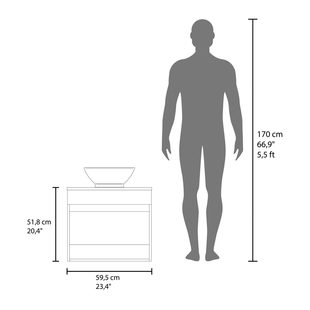 Capac Bathroom Vanity with Cabinet Doors and an Integrated Sink Top, Storage Vanity for Small Bathrooms – Easy Assembly