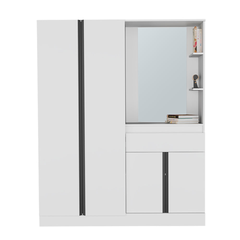 59-Inch Everson Armoire with 1-Drawer and 5 Open Shelves – Deep Storage Compartments