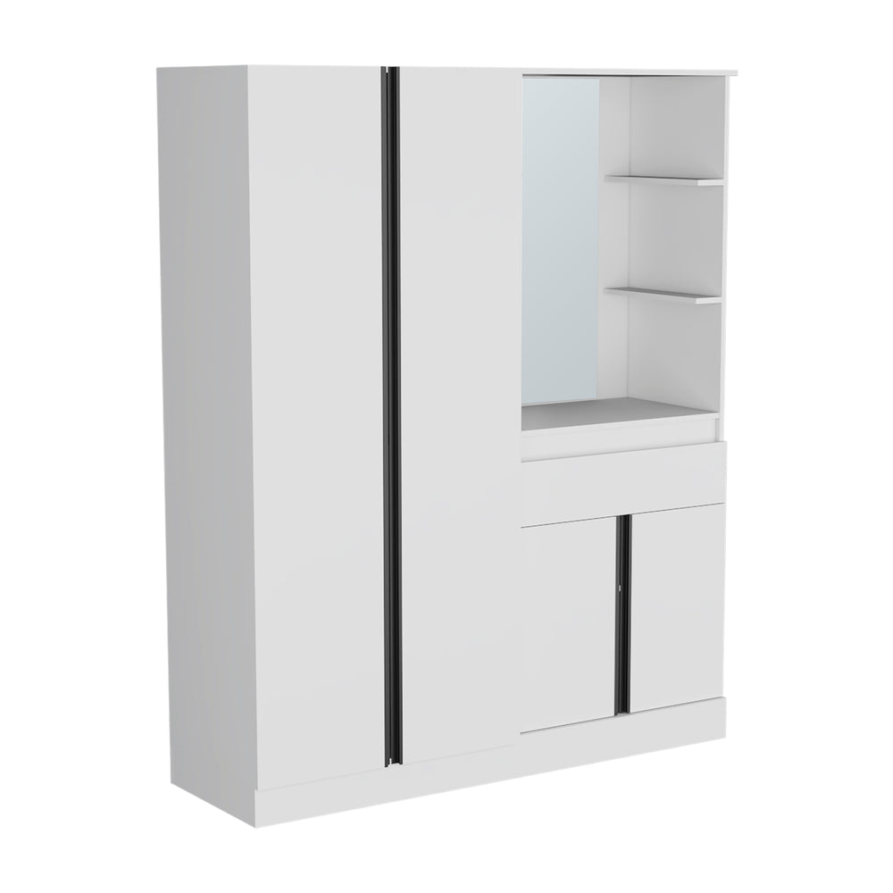 59-Inch Everson Armoire with 1-Drawer and 5 Open Shelves – Drawer and Open Shelving