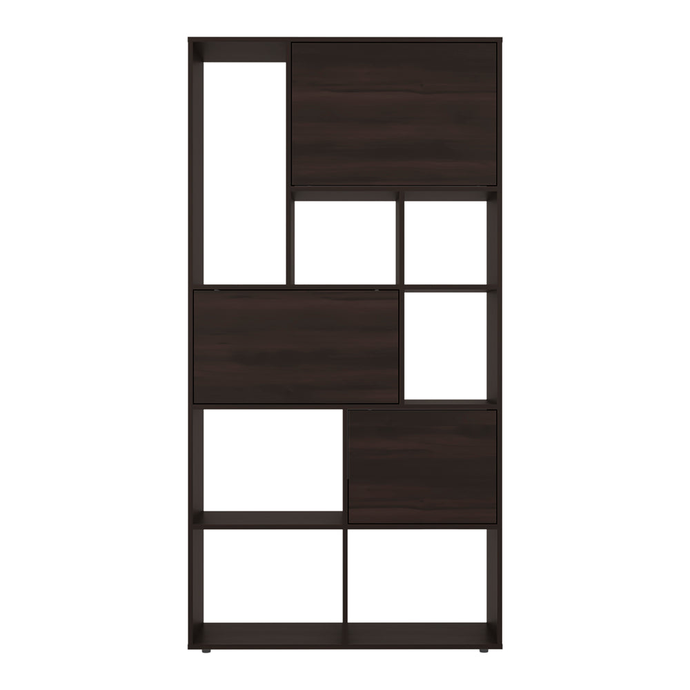 Ailey Geometric Bookcase with Mixed Open Shelving and Enclosed Cabinet Storage for Living Room Organization – Durable Construction